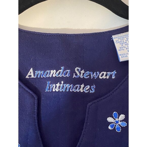 Amanda Stewart Intimates Navy Button Down Lounge Dress Pockets Womens Medium NWT - Picture 4 of 10